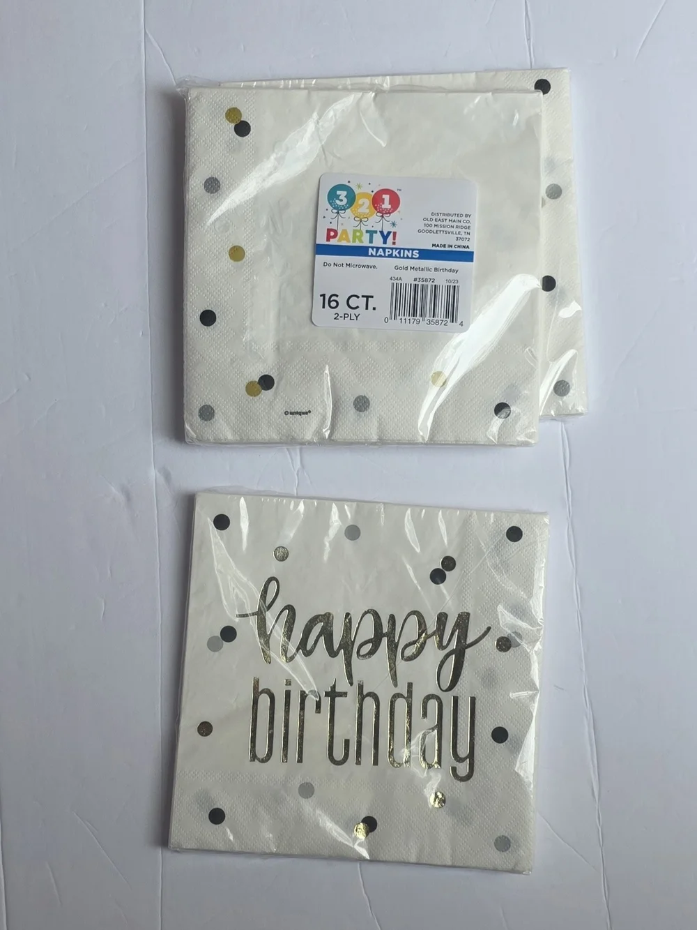Happy Birthday Gold & Black Party Plates and Napkins Set